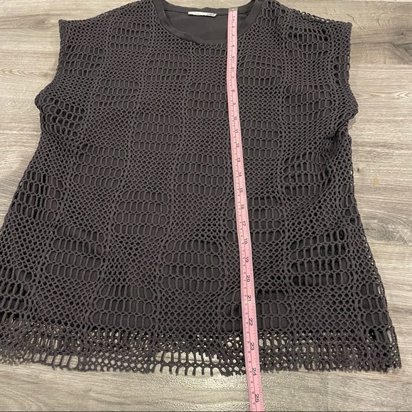 Zara Sleeveless Lined Mesh Tank Top Dressy Dark Grey Size Medium - Picture 10 of 10